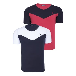 DUAL SET T8591 DEWBERRY MENS T-SHIRT-NAVY BLUE- BURGUNDY