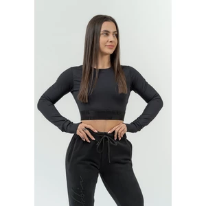 Nebbia Long Sleeve Crop Top INTENSE Perform Black S T-shirt de fitness