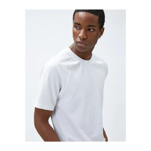 Koton Basic T-shirt Crew Neck Textured Raglan Sleeve Slim Fit.