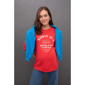 DEFACTO Regular Fit Slogan Printed Maternity Sweatshirt