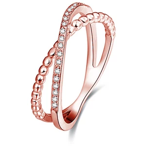 Beneto Růžově pozlacený dvojitý prsten ze stříbra AGG195 52 mm
