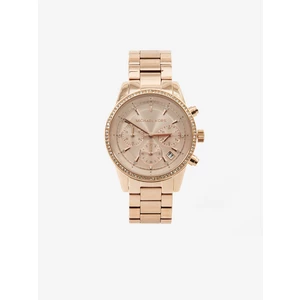 Pink-gold women's watch with stainless steel belt Michael Kors Ritz - Women