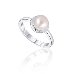 JwL Luxury Pearls Něžný stříbrný prsten s pravou bílou perlou JL0677 52 mm