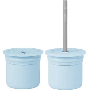 Minikoioi Sip+Snack Set jedálenská sada pre deti Mineral Blue / Powder Grey