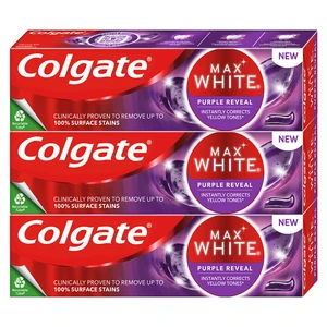 Colgate Max White Purple Reveal osvěžující zubní pasta 3x75 ml