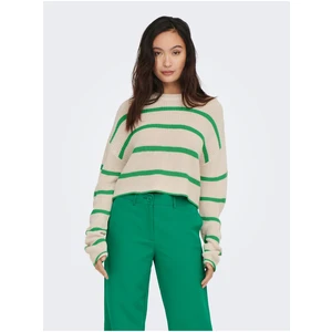 Beige Ladies Striped Cropped Sweater ONLY Malavi - Women