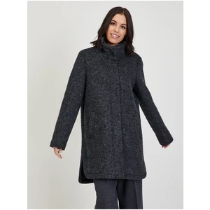 Dark gray women's brindle coat with mixed wool Tom Tailor Denim - Ladies