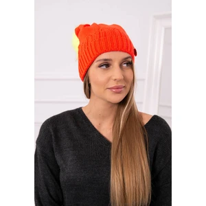 Cap with pompom Judyta K347 orange