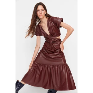 Trendyol Limited Edition Brown Cut Out Detailed Dress