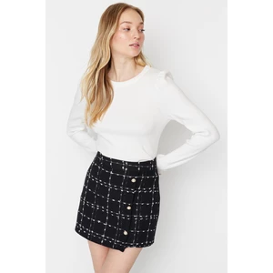 Trendyol Black Buttoned Tweed Fabric Mini Woven Skirt