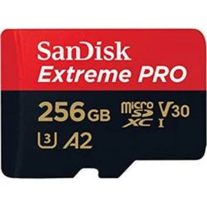SanDisk Micro SDXC Extreme Pro 256GB + SD adaptér, UHS-I U3 A2, Class 10-rychlost 170/90 MB/s (SDSQXCZ-256G-GN6MA)