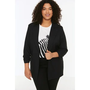 Trendyol Curve Black Sleeves Ruffle Detailed Woven Jacket