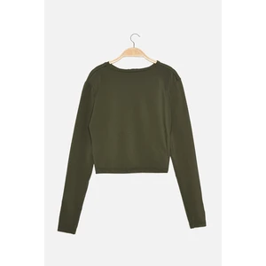 Trendyol Khaki Cross részletes kötött blúz