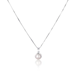 JwL Luxury Pearls Nežný náhrdelník s pravou bielou perlou JL0676 (retiazka, prívesok)