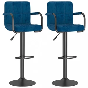 Barová židle 2 ks samet / kov Dekorhome Modrá,Barová židle 2 ks samet / kov Dekorhome Modrá