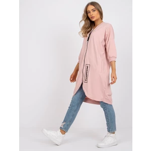 Dusty pink cotton long zip up sweatshirt