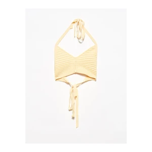 Dilvin 1011 Lace-up Back Knitwear Bustier-t.yellow
