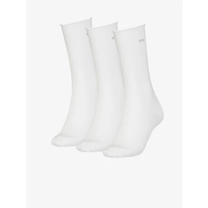 Ponožky Calvin Klein (3-pak) dámske, biela farba