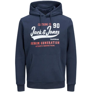 Jack&Jones PLUS Pánská mikina JJELOGO Regular Fit 12211754 Navy Blazer 5XL