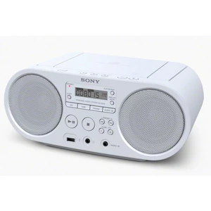 Rádioprijímač s CD Sony ZS-PS50W biely CD prehrávač s AM/FM príjmom • výkon 2× 2 W RMS • prehráva MP3, WMA, CD-R/RW • USB • LCD displej • Audio-in • k