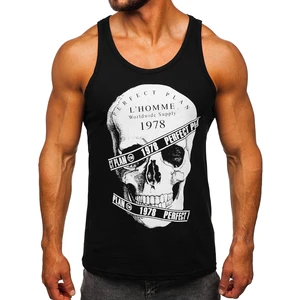 Maiou negru tank top cu imprimeu Bolf 14838