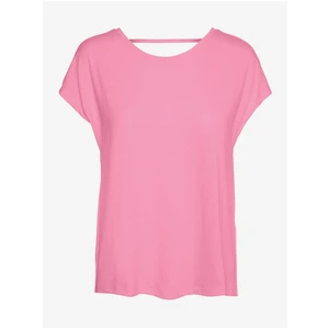 Pink T-shirt with neckline on the back VERO MODA Ulja June - Women