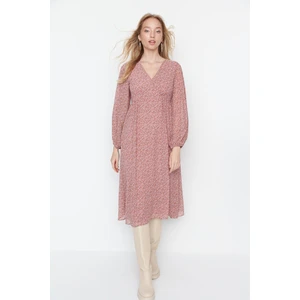 Trendyol Dried Rose V-Neck Dress