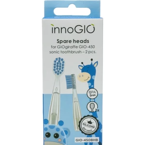 innoGIO GIOGiraffe Spare Heads for Sonic Toothbrush náhradní hlavice pro sonický bateriový zubní kartáček pro děti Blue 2 ks