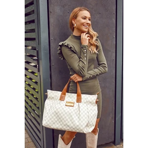 Ribbed khaki turtleneck dress