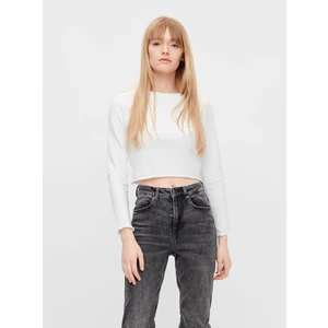 Bílý crop top Pieces Maddi - Dámské