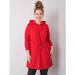 Long red hoodie with a larger size