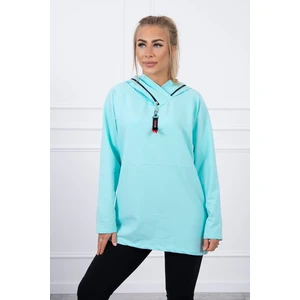 Tunic with a zipper on the hood Oversize mint