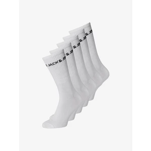 Jack & Jones Basic Logo Tennis Ponožky 5 párů Bílá