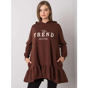 Dark brown sweatshirt tunic with a frill