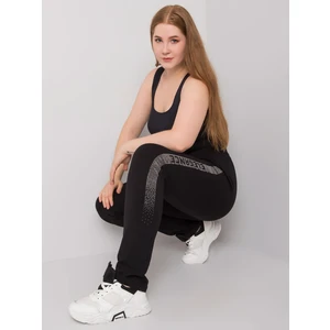 Black plus size sweatpants with rhinestones