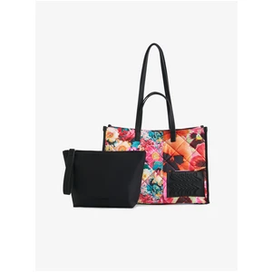 Pink-Black Ladies Flowered Handbag 2in1 Desigual Lilo Hanover - Ladies