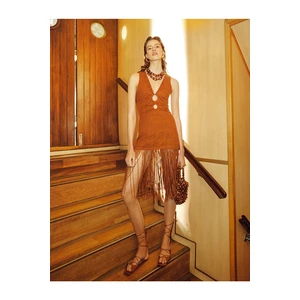 Koton Melis Ağazat X - Window Detailed Tasseled Knitted Dress