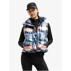 Blue-pink Desigual Madelaine Quilted Vest - Ladies