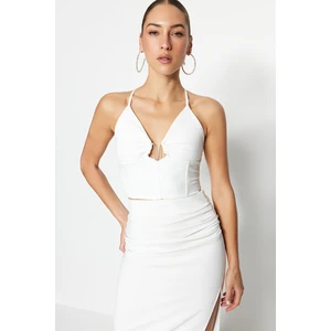 Trendyol Ecru Crop Lined Weaving Bustier With Window/Cut Out Detail With Accessories