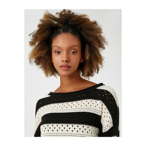 Koton Openwork Sweater Long Sleeves Round Neck