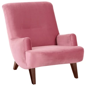 Różowy fotel z brązowymi nogami Max Winzer Brandford Suede