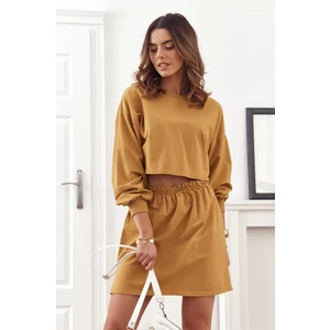 Set of sweatshirt with mustard skirt