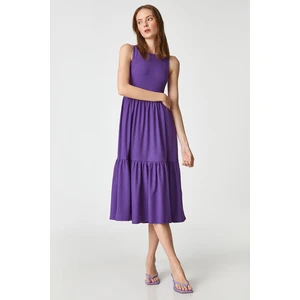 Koton Women's Layered Midi Length Dress Sleeveless Round Neck