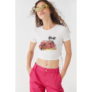 Koton Crop T-Shirt Printed Crewneck