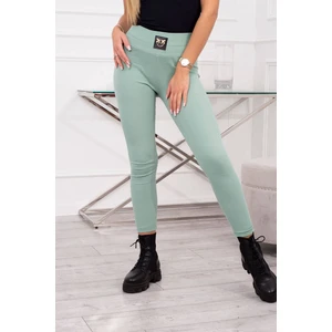 Ribbed leggings with high waist dark mint