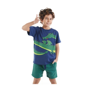Mushi Dragon Boy Navy Blue T-shirt with Green Shorts Summer Suit