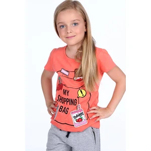 Girls' T-shirt with coral patches