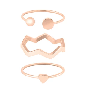 Troli Designová růžově zlacená sada ocelových prstenů 58 mm