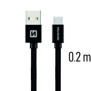 Datový kabel Swissten Textile USB/USB-C, 0,2m, černý