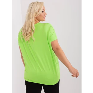 Light green plus size blouse with a round neckline